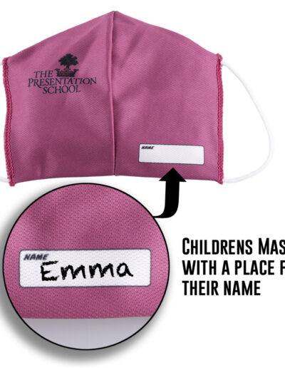 Childrens facemask with place for name